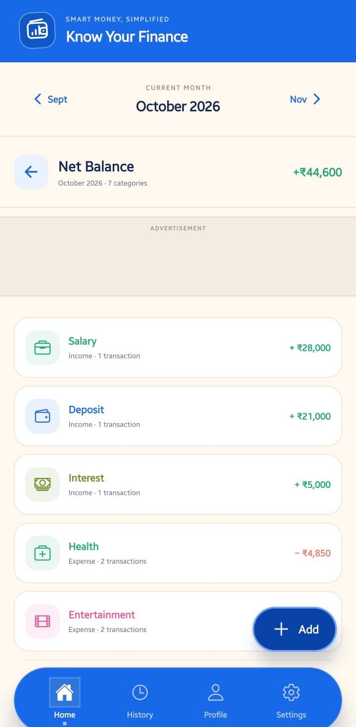 KnowYourFinance Web And App app screens, screenshot 8 of 9