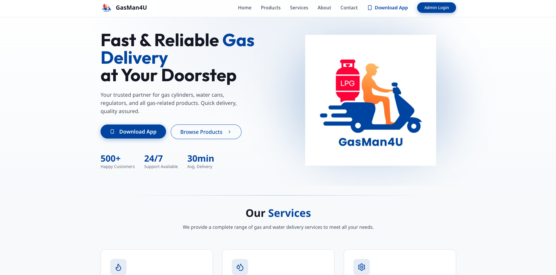 Gasman4U - Small ECommerce Solution web screens, screenshot 1 of 4
