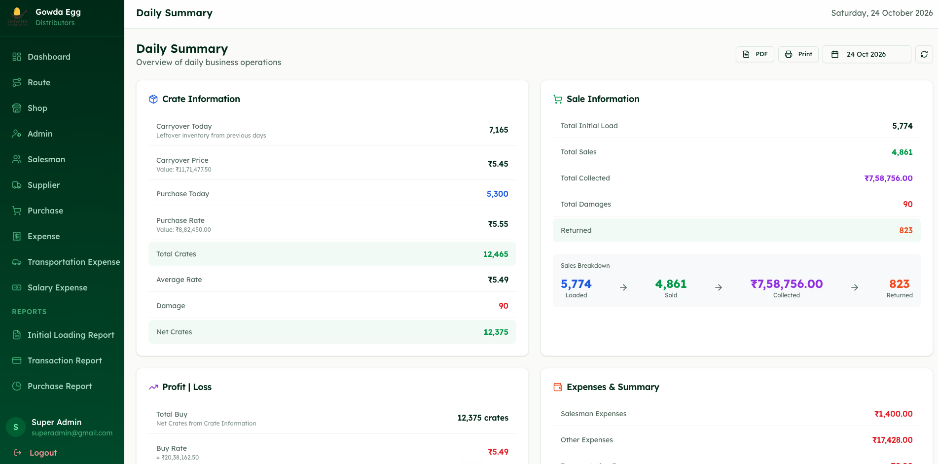 Gowda Egg Distributors web screens, screenshot 7 of 7
