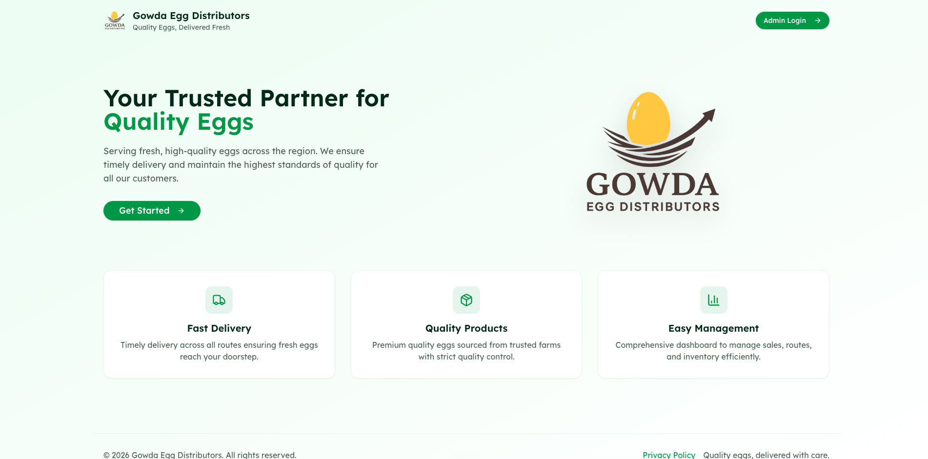 Gowda Egg Distributors web screens, screenshot 1 of 7