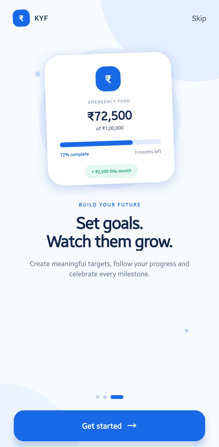 KnowYourFinance Web And App app screens, screenshot 3 of 9
